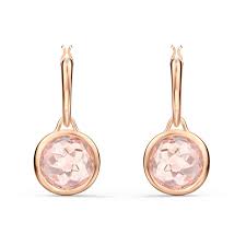 Swarovski Tahlia Mini Hoop Pierced Earrings Pink Rose Gold Tone Plated Precious Accents Ltd