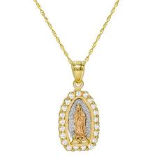 Our virgin mary necklace is a golden staple that can be worn with any outfit, everyday, layered up or styled as a statement. 14k Tri Color Gold Virgin Mary Guadalupe Pendant Necklace Etsy