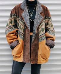 Aztek Desen Suet Mont Vintage Kiyafetler Moda Stilleri Moda Kiyafetler