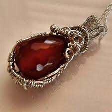 Red Gemstone Pendant Necklace Carnelian Gemstone Wrapped In Etsy Red Pendant Necklace Gemstone Necklace Pendant Gemstones