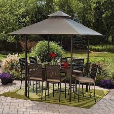 Outdoor bench patio metal garden furniture deck porch seat backyard park chair. Mainstays Droma Outdoor Patio Dining Set Cushioned Metal Bar Height With Canopy Seats 8 Walmart Com Outdoor Patio Patio Set Patio Dining Set