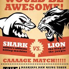 Lion whereas, can live and hunt on land, shark can do the same in sea. Shark Vs Lion Fight Poster Shark Poster Lion