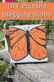 How to paint a garden stone. Paint A Monarch Butterfly Stepping Stone Flower Patch Farmhouse
