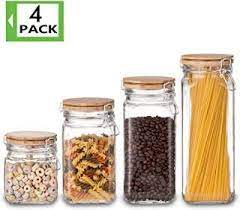 The jars are constructed of durable, food grade and resistant borosilicate glass with a natural bamboo wood lid and silicone airtight ring. Food Storage Containers Set Kitchen Storage Jars Elegant Life Clear Glass Best Offer Storagevat Com Glass Food Storage Containers Glass Food Storage Food Storage Container Set