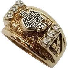 Authentic Harley Davidson Ring Diamonds 10k Yellow Gold Sz 10 25 Biker Motorcycle Harley Davidson Rings Metal Jewelry Vintage Jewelry