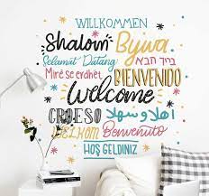 A unique decorating alternative, white blossom branch wall decals take wall decor to another level with the cool 3d white. Welcome Languages Living Room Wall Decor Tenstickers