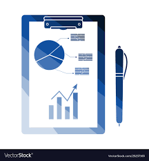 writing tablet with analytics chart and pen icon