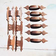 Set Of 6 Vintage Forged And Hammered Copper H Hinges And Etsy Kitchen Cabinet Pulls Cabinet Hardware Vintage Cabinet Hardware