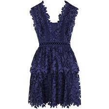 Self Portrait Clover Indigo Guipure Lace Mini Dress Size 14 1 545 Ron Liked On Polyvore Featuring Dresses Cocktail Dress Lace Mini Dress Blue Dress Short