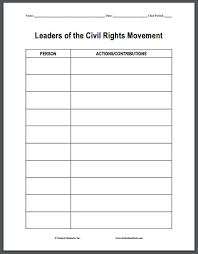 Leaders Of The Civil Rights Movement Blank Chart Handout