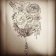 Sun Moon Peonies Gemstones And Floral Tattoo Design Flower Tattoo Meanings Moon Floral Tattoo Moon Sun Tattoo