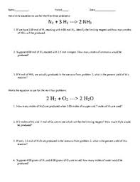 Six questions and a worked example on limiting reagents. Limiting Reagent Worksheets Teaching Resources Tpt
