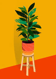 Plant On Stool Part Of The Plantclub Uk Potted Plants Series Painting Art Projects Plant Painting Plant Art