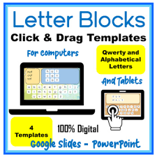 There are 26 upper case wooden letters, 26 picture cards, and a cotton storage bag. Click Drag Letter Blocks Digital Templates Learning Activities K 2