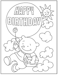 Happy Birthday Balloon By The Bear Coloring Pages For Kids Cof Printable Birthdays Coloring Pages For Kids