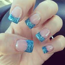 Blue Glitter French Tips Glitter French Tips Glitter French Manicure French Nails