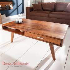 Handgearbeiteter Couchtisch Retro 100cm Sheesham Mit 2 Schubladen Riess Ambiente De Couchtisch Retro Couchtisch Couchtisch Truhe