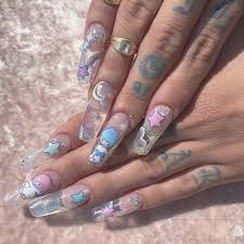 Acrylics Long Nails Cute Nail Art And Clear Nails Image 7069217 On Favim Com There are thousands of cute nail designs they work well with any style or length of nail from french manicures on short nails to natural nails to long nails such as coffin nails or acrylic nails. acrylics long nails cute nail art and