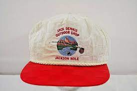 Jack Dennis Outdoor Shop Jackson Hole Baseball Hat White Red Adjustable Imperial Baseballcap Baseball Hats Hats Jackson Hole