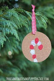 Holiday, holidays, holiday decor, ornament, ornaments, easy sewing, easy to sew, easy crafts, simple sewing, scrap busters. Fingerprint Candy Cane Ornament Fspdt Kids Christmas Ornaments Candy Cane Crafts Toddler Ornaments