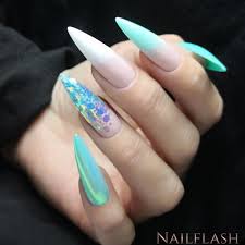 Werbung Turkis Mit Baby Boomer Spitze Fingernagel Lange Stilett Nagel Nagel Mit Diamanten