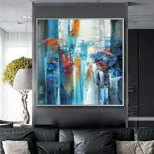 One geometric abstraction or cold abstraction. Abstract Canvas Wall Art Decor Interior Decoration Home Decor Wall Modern Art Bright Color Brush Strokes Contemporary Artwork Canvas Print Giclee Art Collectibles Vadel Com
