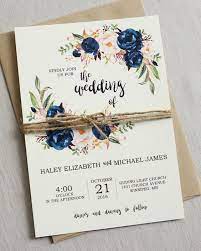 Floral Wedding Invitation Design Ideas Navy Wedding Invitations Printable Wedding Invitations Bohemian Wedding Invitations