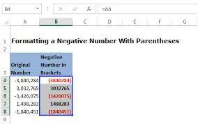 Formatting A Negative Number With Parentheses In Microsoft Excel