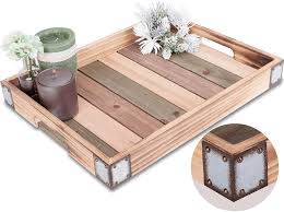 4.7 out of 5 stars. Buy Wood Rustic Decorative Serving Tray With Rustic Metal Corner Farmhouse Decorative Coffee Table Tray Rectangular Ottoman Tray Bar Serving Tray For Kitchen Living Room Coffee Bar Decor 17x13 Inches Online In Indonesia B092m74hgr