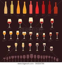 Types of drinking glasses for alcohol. Vector Red And White Wine Glasses And Bottle Types Alcohol Drink Isolated Icons Poster Id 80326766