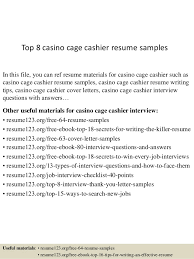 top 8 casino cage cashier resume samples