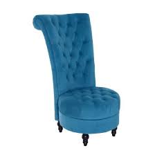 Homcom Retro High Back Armless Chair Living Room Furniture Upholstered Tufted Royal Accent Seat Bright Blue Walmart Com Blue Accent Chairs Upholstered Accent Chairs Blue Velvet Dining Chairs
