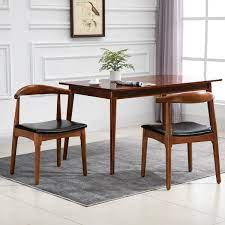 Dining chair designer faux black leather solid wood walnut finish. Homcom 2 Piece Mid Century Modern Dining Side Chair Upholstered Faux Leather Seat Walnut Of Back