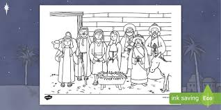 Hear the bells on christmas day ; Christmas Story Stable Coloring Page