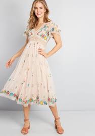 Speak Of Love Embroidered Midi Dress In 10 Uk Embroidered Midi Dress Modest Dresses Fashion