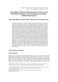 Whenever your professor provides certain instructions. Pdf The Impact Of Recent Global Financial Crisis On The Financial Institutions In The Developing Countries Global Perspectives