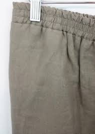 Eskandar Brown Elastic Waist Linen Casual 0 Pants Size 8 M 29 30