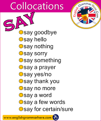 English Phrases Collocations With Say In English Say Goodbye Say Hello Say Nothing Say Sorry Say English Grammar Learn English Words English Vocabulary Words