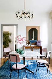 Millennial Pink Dining Chairs With Washed Out Blue Rug Dining Room Colors Home Decor Bedroom Decor
