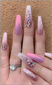 9 Acrylic Sparkle Nail Designs To Apply On This Spring Take A Look Rhinestone Nails Nail Designs Coffin Nails Designs