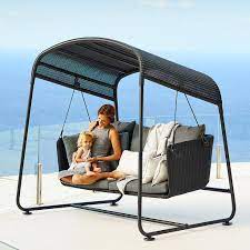 Pamapic garden 3 seater swing patio canopy swing with removable cushion and convertible canopy, outdoor swing glider for patio, garden, poolside, balcony (brown) 4.4 out of 5 stars 37 £119.99 £ 119. Luxury Garden Hammocks Swing Seats Nests Ultimate Relaxation