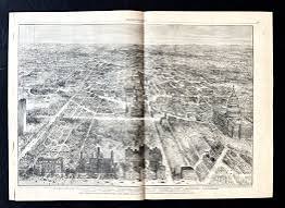 Original 1882 Illustrated Newspaper with BIRDS EYE Poster View & Map of WASHINGTON, DC | 1st Edition