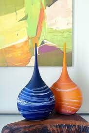 Hand Blown Glass Teardrop Vases Sculptural Art Glass Made To Be Beautifully Displayed In Your Home Hand Blown Glass Art Glass Blowing Contemporary Glass Art