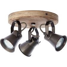 Slim futura led ceiling light: Seed Black Steel Wood Industrial Ceiling Spotlight With 3 Lights Brilliant
