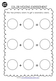 Free Preschool Color Mixing Printable Experiment To Mix Two Primary Colors To Get A Seconday Preschool Math Printables Free Math Printables Kindergarten Songs