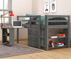 Epoch design kenai twin loft storage bed with ladder. Twin Size Low Loft Bed In Grey Finish 760dg Donco Trading Solid Wood Kids Furniture