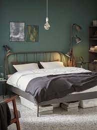 Hektar Floor Lamp W 3 Spots And Led Bulbs Dark Gray Ikea In 2021 Industrial Style Bedroom Affordable Bedroom Bed Frame