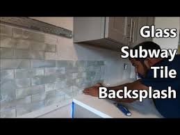 glass subway tile kitchen backsplash