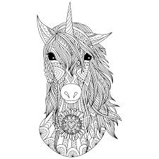 Stickers Tete De Licorne Noir Et Blanc Color Stickers Coloriage Mandala Animaux Licorne Coloriage Coloriage Zen Animaux