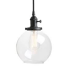 Pathson Black Pendant Light With Globe Round Glass Shade Metal Base Cap And Adjustable Textile Cord Industrial Style Retro Hanging Lamps For Dining Room Kitchen Island Walmart Com Walmart Com